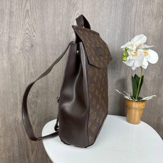 Женский рюкзак сумка трансформер по Луи Витон коричневый, рюкзачок городской для. . фото 14