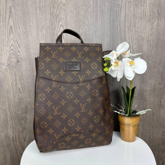 Женский рюкзак сумка трансформер по Луи Витон коричневый, рюкзачок городской для. . фото 3