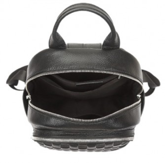 Городской женский кожаный рюкзак черный клеточка, рюкзачок для девушек из натура. . фото 10