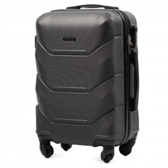 Вместительный дорожный чемодан из пластика Wings 147 средний размер темно серого. . фото 3