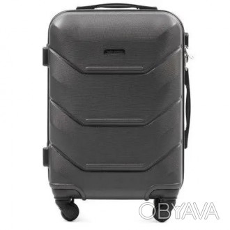 Вместительный дорожный чемодан из пластика Wings 147 средний размер темно серого. . фото 1