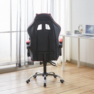 Кресло геймерское Bonro BN-810 с подставкой для ног цвет черный с красными встав. . фото 4