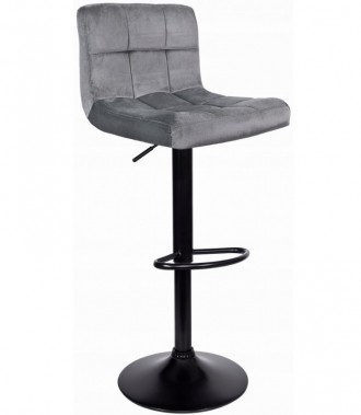 Барний стілець Hoker зі спинкою Bonro B-0106 велюровий сірий із чорною основою
Е. . фото 2