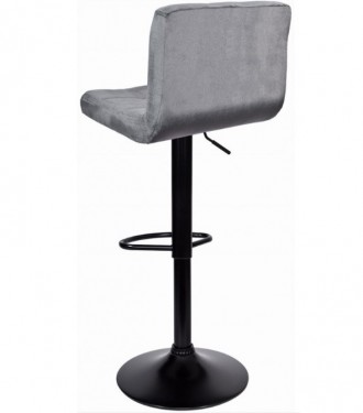 Барний стілець Hoker зі спинкою Bonro B-0106 велюровий сірий із чорною основою
Е. . фото 3
