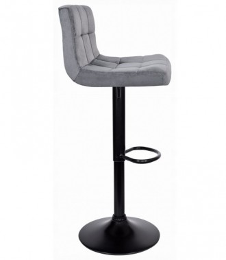 Барний стілець Hoker зі спинкою Bonro B-0106 велюровий сірий із чорною основою
Е. . фото 4