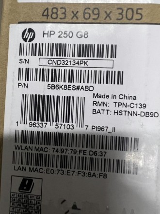
HP 250 G8 5B6K9ES i5-1135G7 8GB/512GB SSD 15.6" Ноутбук НОВЫЙ!!!
Привезён с Гер. . фото 3