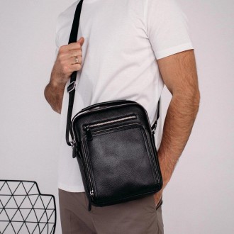 Шкіряна чоловіча сумка месенджер, барсетка через плече виготовлена з якісної нат. . фото 4