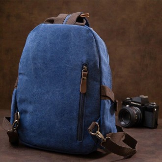Стильний синій компактний рюкзак унісекс - жіночий, чоловічий. Відмінний варіант. . фото 4
