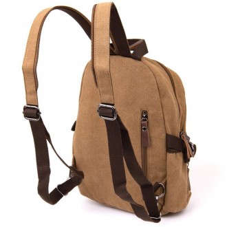 Стильний бежевий, світлий (пісочний колір) компактний рюкзак унісекс - жіночий, . . фото 3