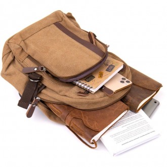 Стильний бежевий, світлий (пісочний колір) компактний рюкзак унісекс - жіночий, . . фото 6