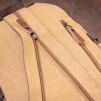 Стильний бежевий, світлий (пісочний колір) компактний рюкзак унісекс - жіночий, . . фото 10