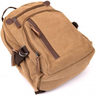 Стильний бежевий, світлий (пісочний колір) компактний рюкзак унісекс - жіночий, . . фото 11