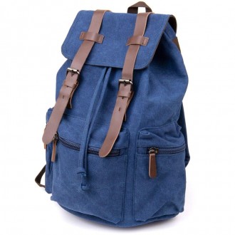Стильний великий синій рюкзак тканий, текстильний. Рюкзак місткий і універсальни. . фото 2