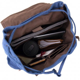 Стильний великий синій рюкзак тканий, текстильний. Рюкзак місткий і універсальни. . фото 10