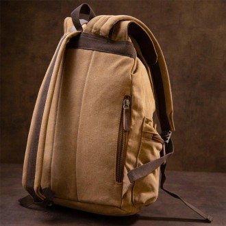 Стильний великий світлий рюкзак бежевий, пісочний тканий, текстильний. Рюкзак мі. . фото 3