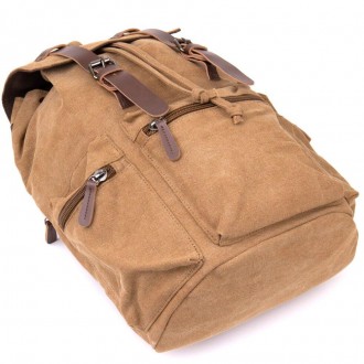 Стильний великий світлий рюкзак бежевий, пісочний тканий, текстильний. Рюкзак мі. . фото 5