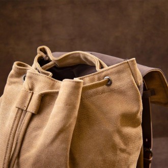 Стильний великий світлий рюкзак бежевий, пісочний тканий, текстильний. Рюкзак мі. . фото 10