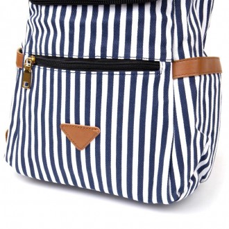 Стильний жіночий рюкзак білий у синю смужку з текстилю. Рюкзак зручний і функціо. . фото 11