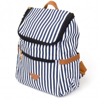 Стильний жіночий рюкзак білий у синю смужку з текстилю. Рюкзак зручний і функціо. . фото 6