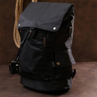Чоловічий місткий рюкзак тканинний чорний універсальний, підійде для повсякденно. . фото 2