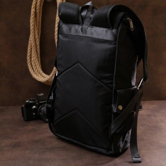 Чоловічий місткий рюкзак тканинний чорний універсальний, підійде для повсякденно. . фото 3