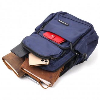 Міський функціональний повсякденний рюкзак синій унісекс з міцного поліестеру. В. . фото 9