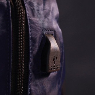 Міський функціональний повсякденний рюкзак синій унісекс з міцного поліестеру. В. . фото 7