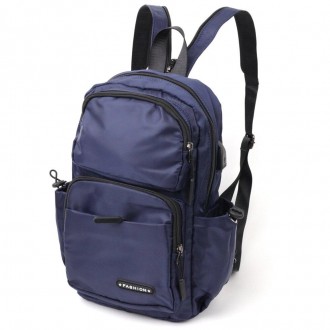 Міський функціональний повсякденний рюкзак синій унісекс з міцного поліестеру. В. . фото 2