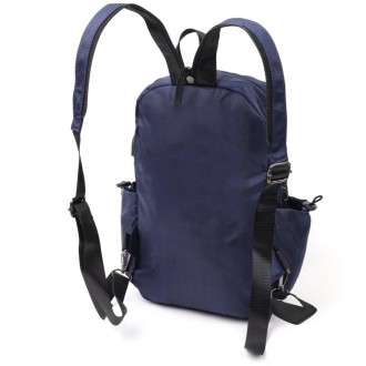 Міський функціональний повсякденний рюкзак синій унісекс з міцного поліестеру. В. . фото 3