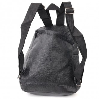 Жіночий стильний рюкзак на два відділення виготовлений з еко-шкіри в чорному кол. . фото 3