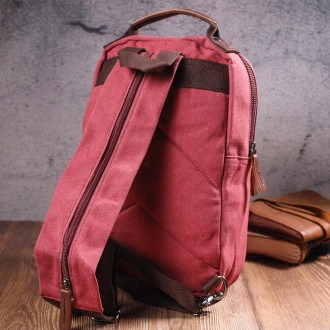 Стильний жіночий рюкзак малиновий, рожевий текстильний тканинний зручний і функц. . фото 4