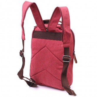 Стильний жіночий рюкзак малиновий, рожевий текстильний тканинний зручний і функц. . фото 3