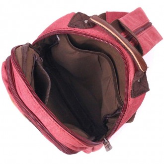 Стильний жіночий рюкзак малиновий, рожевий текстильний тканинний зручний і функц. . фото 8