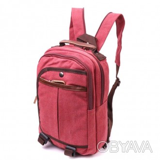 Стильний жіночий рюкзак малиновий, рожевий текстильний тканинний зручний і функц. . фото 1
