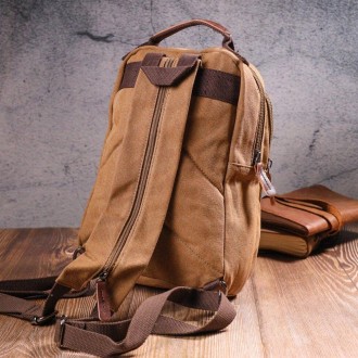 Стильний рюкзак світлий коричневий пісочний, унісекс, текстильний тканинний, зру. . фото 4