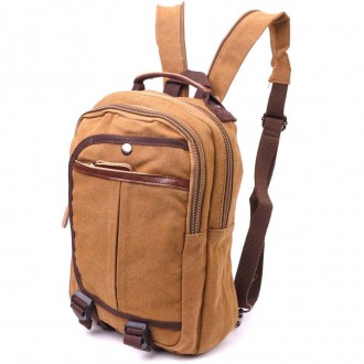 Стильний рюкзак світлий коричневий пісочний, унісекс, текстильний тканинний, зру. . фото 2