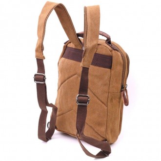 Стильний рюкзак світлий коричневий пісочний, унісекс, текстильний тканинний, зру. . фото 3