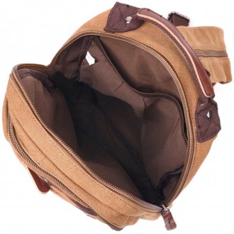 Стильний рюкзак світлий коричневий пісочний, унісекс, текстильний тканинний, зру. . фото 8