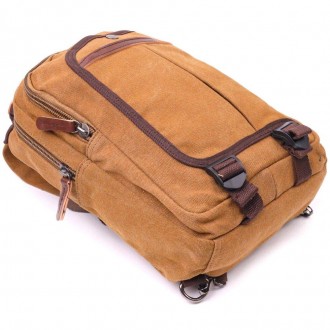 Стильний рюкзак світлий коричневий пісочний, унісекс, текстильний тканинний, зру. . фото 10