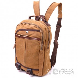 Стильний рюкзак світлий коричневий пісочний, унісекс, текстильний тканинний, зру. . фото 1