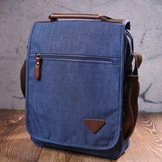 Жіноча сумка месенджер синя, сумка на плече, через плече, кросбоді вертикальна т. . фото 5