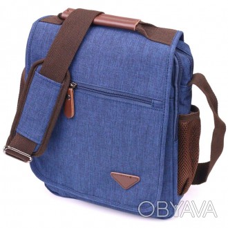 Жіноча сумка месенджер синя, сумка на плече, через плече, кросбоді вертикальна т. . фото 1