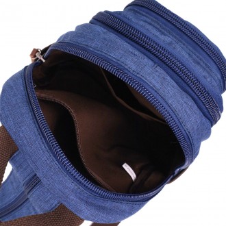 Сумка слінг рюкзак компактний маленький, чоловіча синя сумка бананка через плече. . фото 8