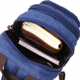 Сумка слінг рюкзак компактний маленький, чоловіча синя сумка бананка через плече. . фото 7