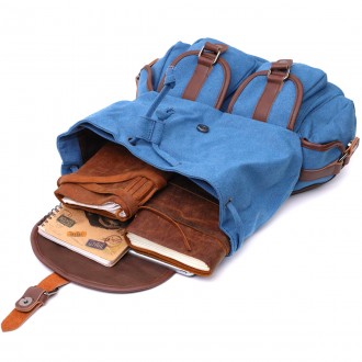 Стильний блакитний універсальний місткий рюкзак текстильний. Рюкзак підійде для . . фото 5