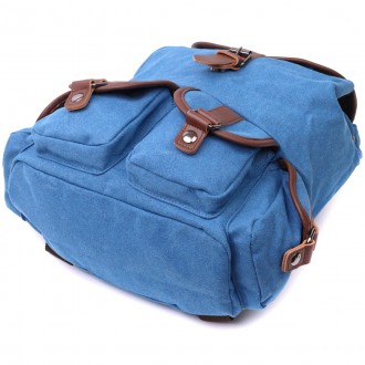 Стильний блакитний універсальний місткий рюкзак текстильний. Рюкзак підійде для . . фото 4