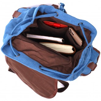 Стильний блакитний універсальний місткий рюкзак текстильний. Рюкзак підійде для . . фото 7