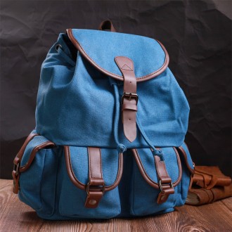 Стильний блакитний універсальний місткий рюкзак текстильний. Рюкзак підійде для . . фото 2