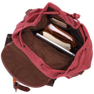Стильний бордовий універсальний місткий рюкзак текстильний. Рюкзак підійде для п. . фото 5
