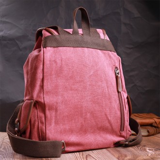 Стильний бордовий універсальний місткий рюкзак текстильний. Рюкзак підійде для п. . фото 3